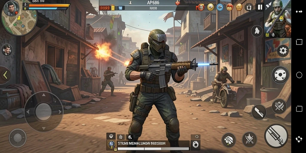Tampilkan gameplay strategis dan pertempuran epik di AP686.