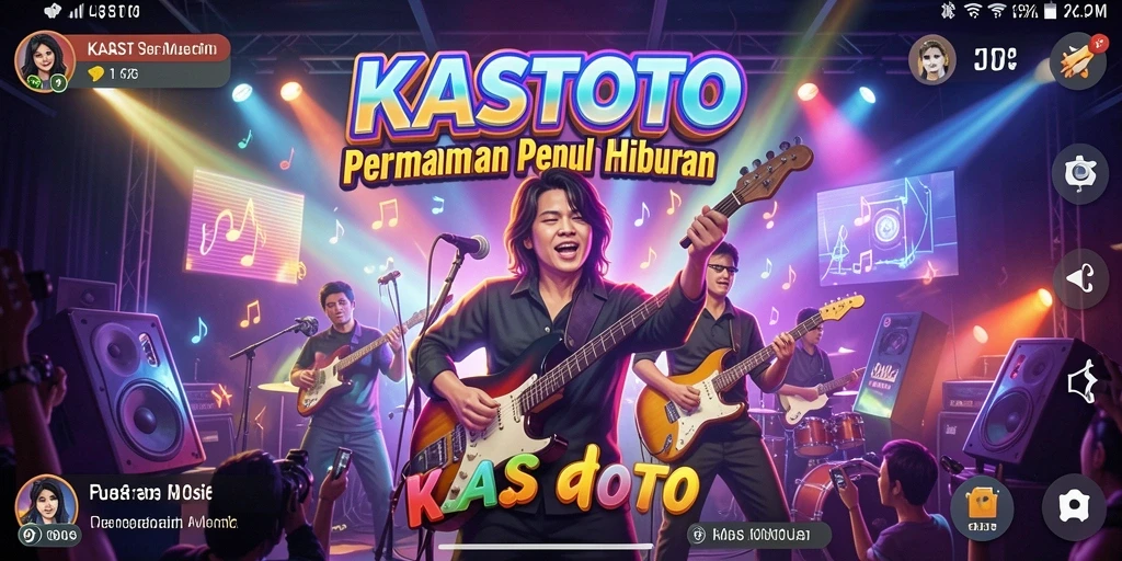 Tangkapan layar gameplay KASTOTO yang menampilkan aksi musik seru.