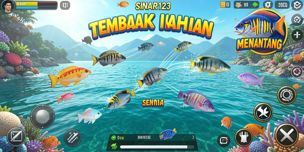 Tampilan gameplay seru di SINAR123, penuh aksi Tembak Ikan.